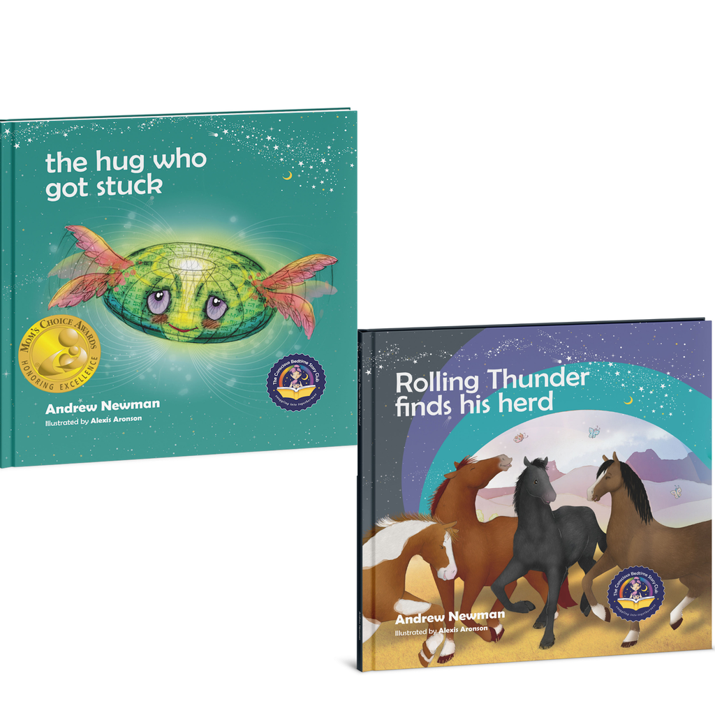2-book bundle: The Hug Who Got Stuck + Rolling Thunder Finds His Herd