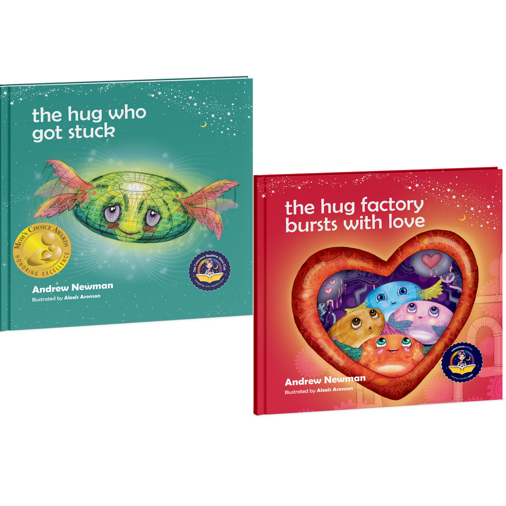 2-book bundle: The Hug Who Got Stuck + The Hug Factory Bursts with Love