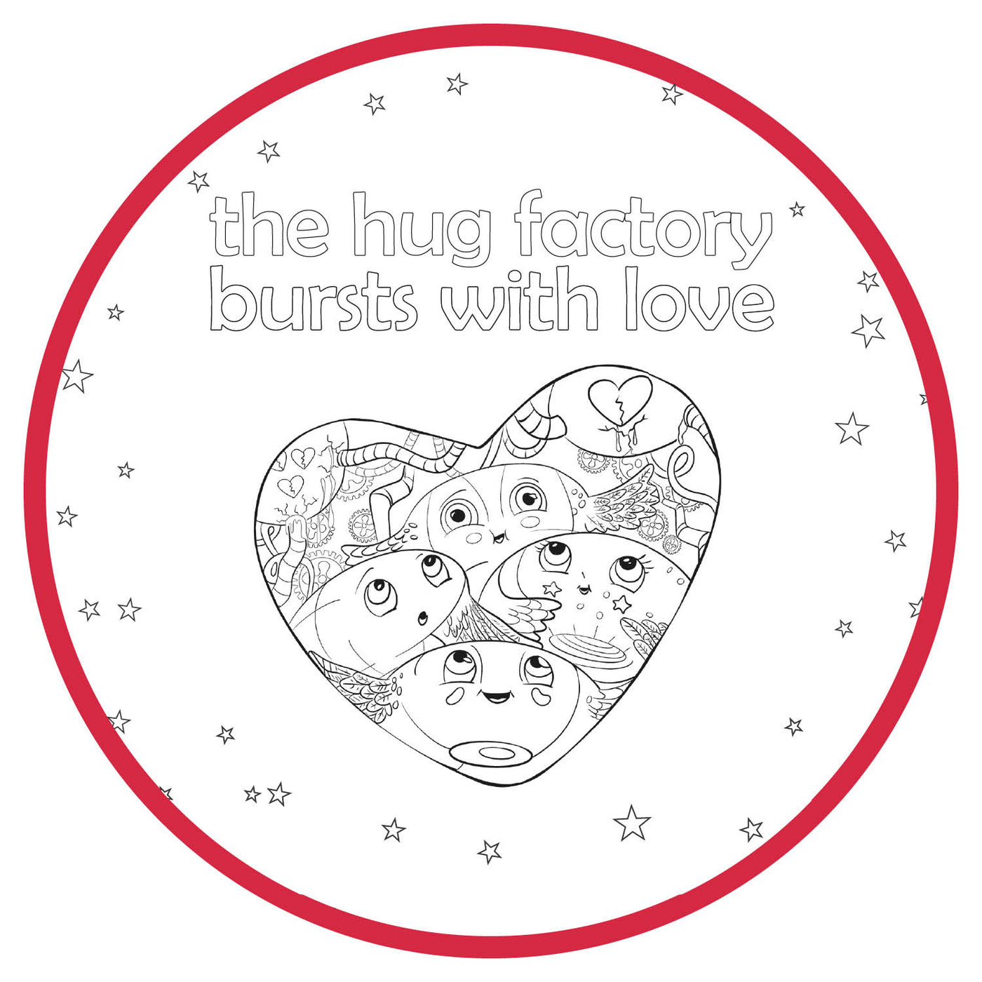 Printable Coloring Pages - The Hug Factory Bursts with Love